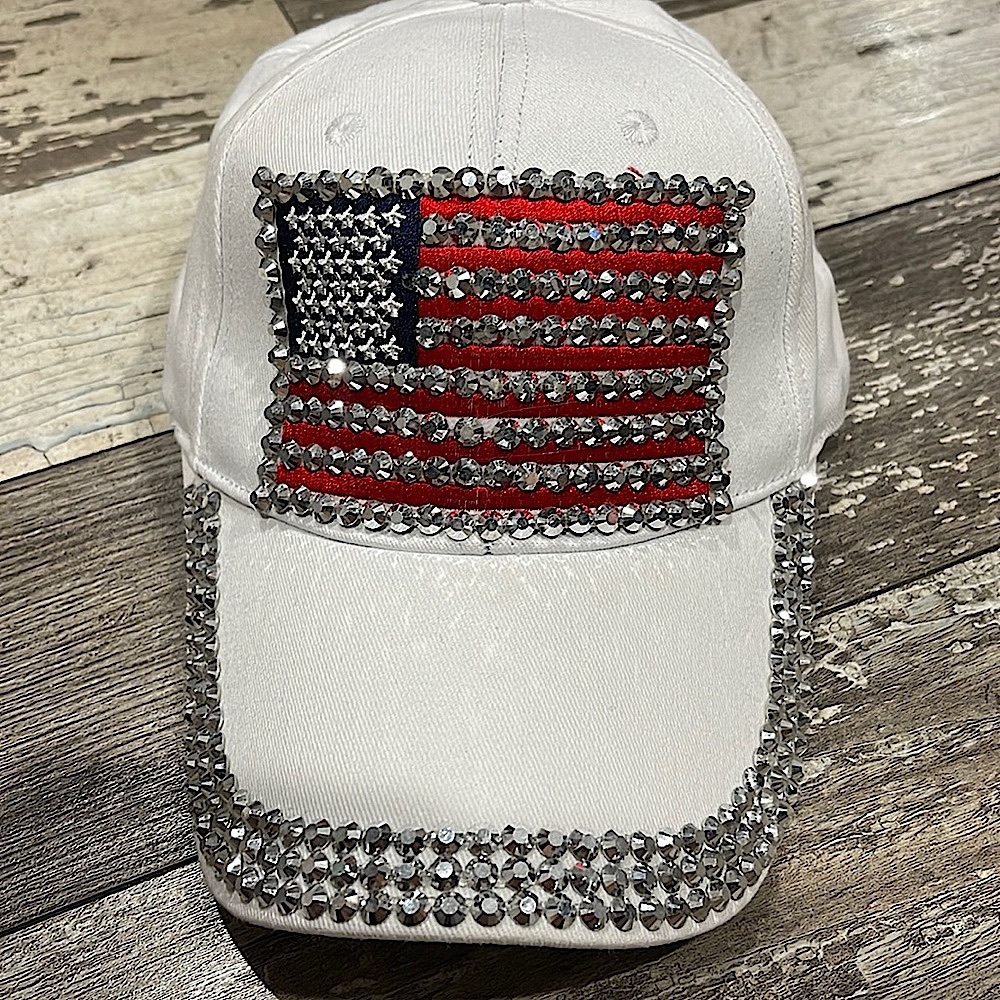 Rhinestone American flag hat